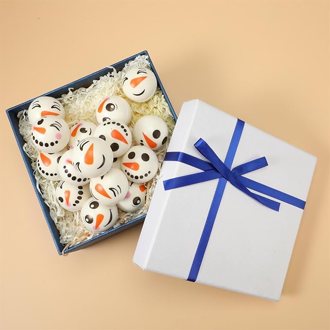 Jerify 60 Bulk Snowman Ball Christmas Snowman Stress Toys First Snowball Fight Snowmen Balls Sensory Stress Relief Toys Christmas Winter Party Favors Bag Filler Stocking Stuffers Gifts for Boys Girls