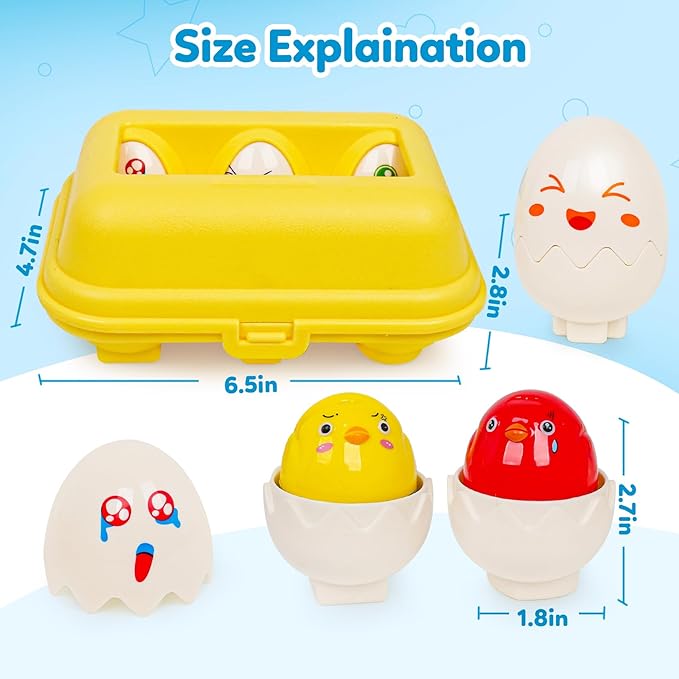 Tddler Toys 1-2,Montessori Geometric Egg Shape Sorter Toys Preschool Learning Educational Color Sorting & Fake Eggs Puzzles Matching Games Fine Motor Toy for Boys Girls