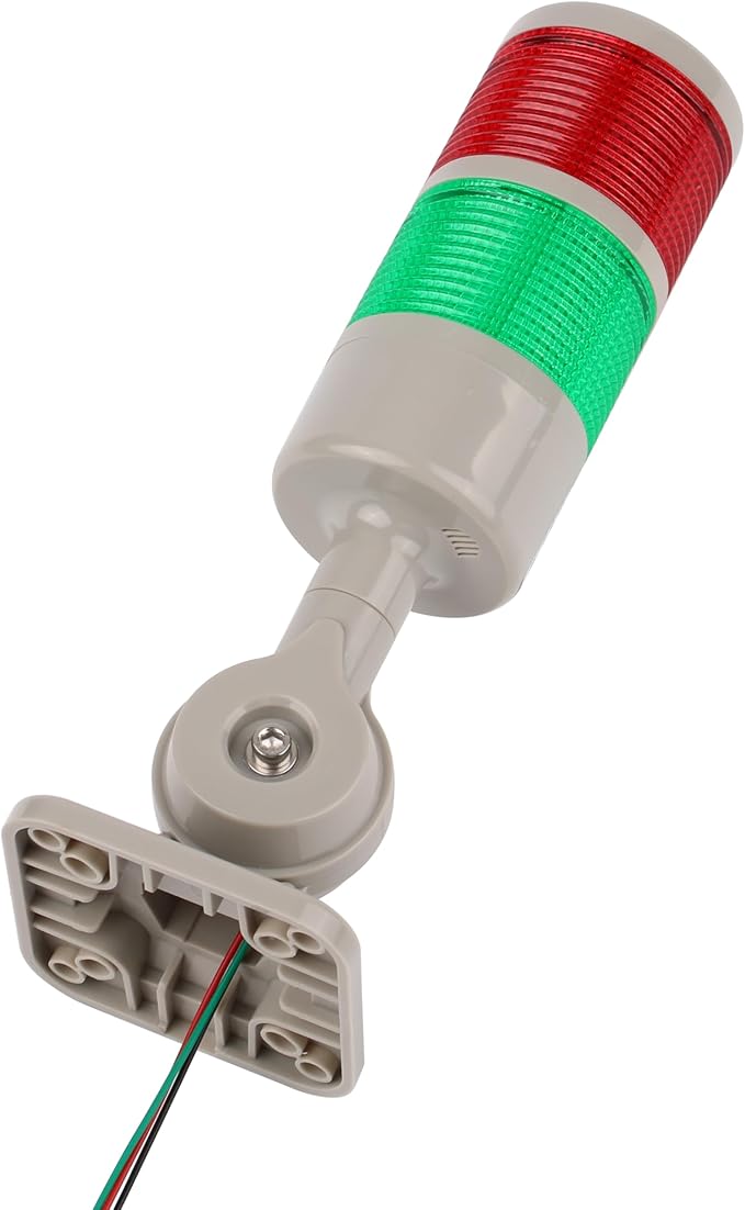 Led Signal Tower Stack Lights, Industrial Signal Warning Lights, Column Tower Lamp Andon Lights with Rotatable Base, Steady/Flashing Light Switchable, 110V 220V AC(2-Layer, no Buzzer)
