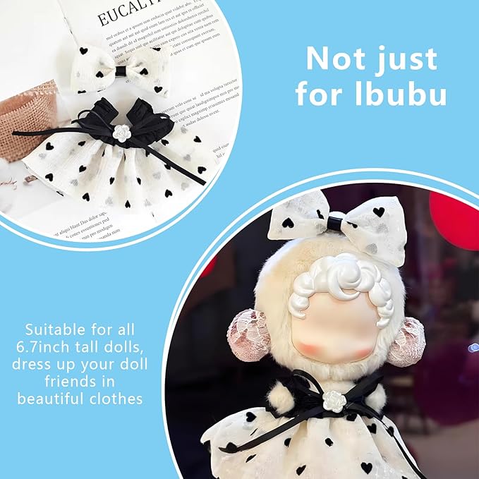 Doll Clothes Set for 17cm Dolls - Princess Dress Outfits with Bonnet/Bow Hair Accessories, Cute Clothes for Display & Photography (STK08)