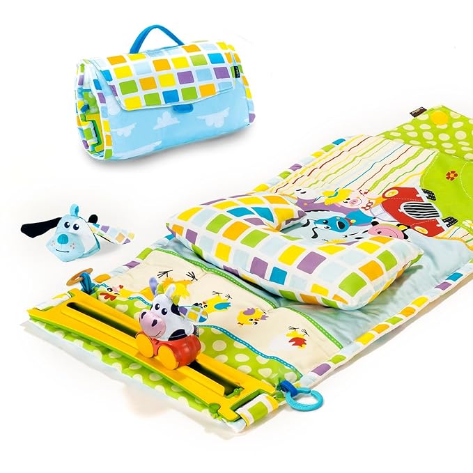 Yookidoo Baby Gym and Play Mat - 3 Stage Accessory Gym with Motorized Robot Track - 20 Development Activities - Age 0-12 Months (Tummy Time Playmat)