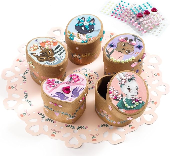 DJECO DIY Adorable Craft Kit - Create Your Own Trinket Boxes - Arts & Crafts for Kids - Fun & Creative for Family & Friends, Perfect for Gift - Educational Kit for Children 6+ Years Girls & Boys