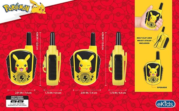 eKids Pokemon Walkie Talkies for Kids, Indoor and Outdoor Toys, Designed for Fans of Pokemon Toys