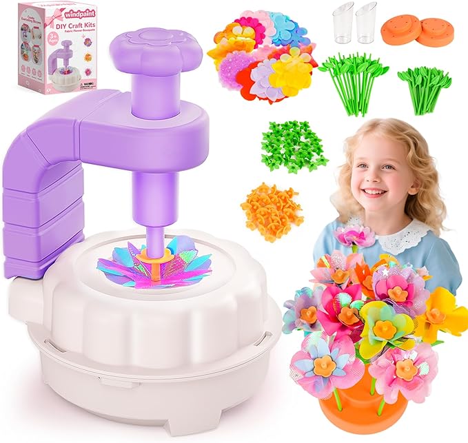 Toys for Girls 3 4 5 6 7 8 9 10 Years Old, DIY Craft Kits for Kids, Fabric Flower Bouquets for Girls Gifts, Educational Learning Detective Toys for Toddler Kids,Birthdays Gifts (Purple)