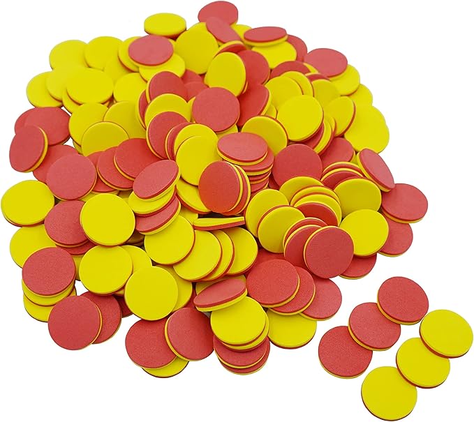 DNB 2-Color Foam Counters - 1 Inch Red-Yellow Double-Sided Math Counters, Early Learning Counting Chips, 200 Pieces