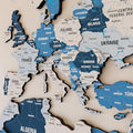 Colorfull Worlds 3D Wooden World Map Wall Art - Premium Multicolored World Travel Map for Wall Decor with Push Pins- Ideal Housewarming Gift & Travel Tracker (Medium, Navy)