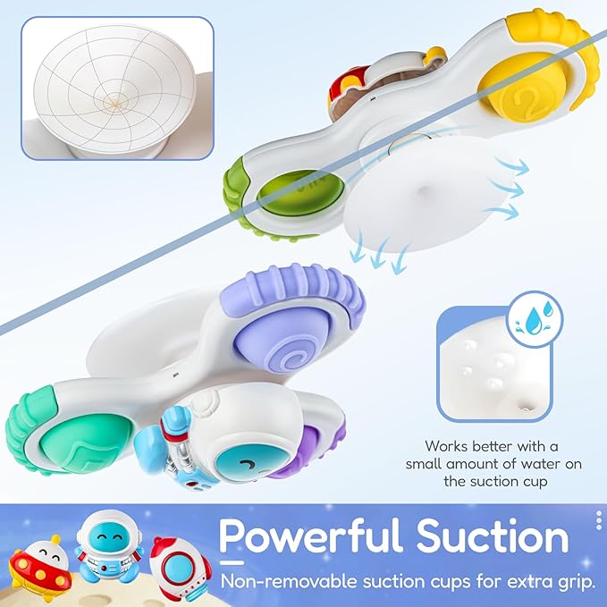 ALASOU 3PCS Pop Suction Cup Spinner Toys for 1 Year Old Boy Girl|Novelty Spinning Tops Toddler Toys Age 1-2|Sensory Baby Bath Toy for Toddlers 1-3|12 18 Months Boy Birthday Gift for Infant