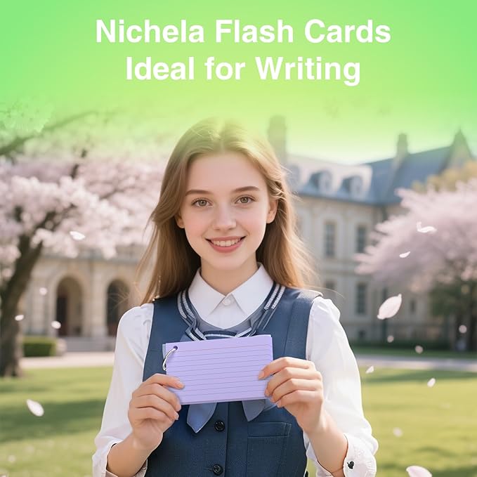 250 Count Purple Index Cards with Ring 3 x 5 Inch Heavyweight Ruled Index Cards, Flash Cards for School & Office Supplies and Home Organization, Durable Study To Do List Note Cards with Ruled Lines