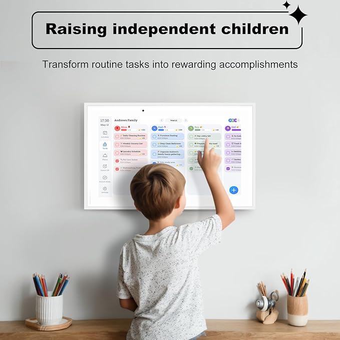 Digital Calendar, 15.6 Inch Wall Planner Electronic Calendar&Chore Chart, Smart Touchscreen Interactive Display for Family Schedules – Wall Mount Included, Great for Organizing Your 2025-2026 White