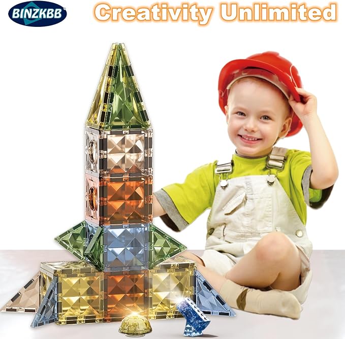 Magnetic Tiles 110PCS - 3D Lighted Magnet Building Blocks for Kids,Creative Dinosaur Toys Educational Sensory Stack STEM Construction Toys for Kids Ages 3 4 5 6 8 10+ Year Old Boys Girls