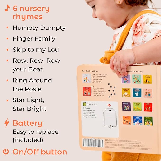 Cali's Books Colors Book for Toddlers 1-3 - Musical Books for Kids, Interactive Talking Baby Sound Book, Educational Song Learning Toys, Sing and Learn Music Toy for Babies