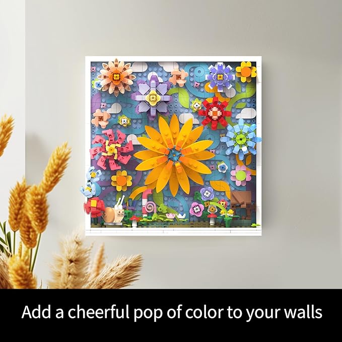 Micro Brick Flower World Building Set, 3D Floral Wall Art Home Office Decoration or Table Display, Creative Building Craft Set, Ideas Gift Building Toy for Adults,Teens Ages 8+ Kids