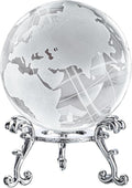60mm World Globe Crystal Earth Ball Paperweight with Stand Glass Sphere Display Globe Ball Christmas Decor for Home Office Desk