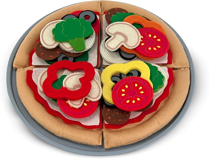 Melissa & Doug Felt Food Mix And Match Pizza Play Food Set - 42 Pieces Felt Pizza Play Set For Kids Kitchen, Pretend Toy For Toddlers And Kids Ages 2+