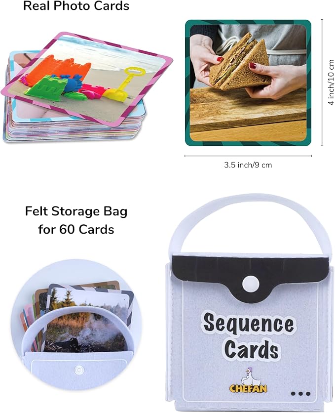 CHEFAN Sequencing Cards, Sequence Game for Kids, Daily Routine for Speech Therapy, Sentence Building for Autism, Special Education, Preschool, Classroom