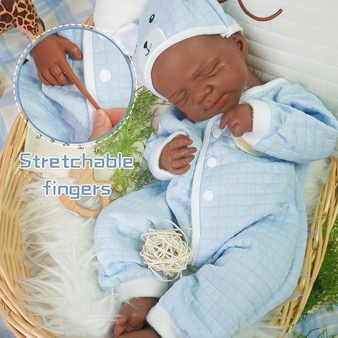 Reborn Baby Dolls Silicone Full Body 18.89in Weighted Real Life Closed-Eyes Boy Dolls Lifelike Newborn Baby Soft Body Flexible Limbs Not Vinyl