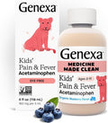 Genexa Children's Clean Acetaminophen | Pediatrician Preferred Ingredients | Pain & Fever Reducer for Kids | Dye Free, 0% Artificial Additives | Ages 2-11, Delicious Organic Blueberry Liquid, 4 fl oz