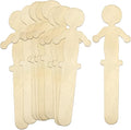 50 Pack People Shaped Wooden Craft Sticks, 5.25" Person Shape Wood Popsicle Sticks, Unisex Student Classroom Crafts DIY Sticks