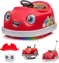 12V Dual Battery Electric Ride on Kids Bumper Car w/Remote Control,360 Degree Spin,Push Rod Rocker Horse Function,3-Speeds Babies & Toddlers Bumping Car Ride on Toy Gift for 1-4 Years Children (Red)
