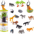 UNIQUE KIDS Mini Wild Animals 15-Pcs Figure Set | Realistic Sensory Tube Playset for Toddlers 3-5, Party Favors