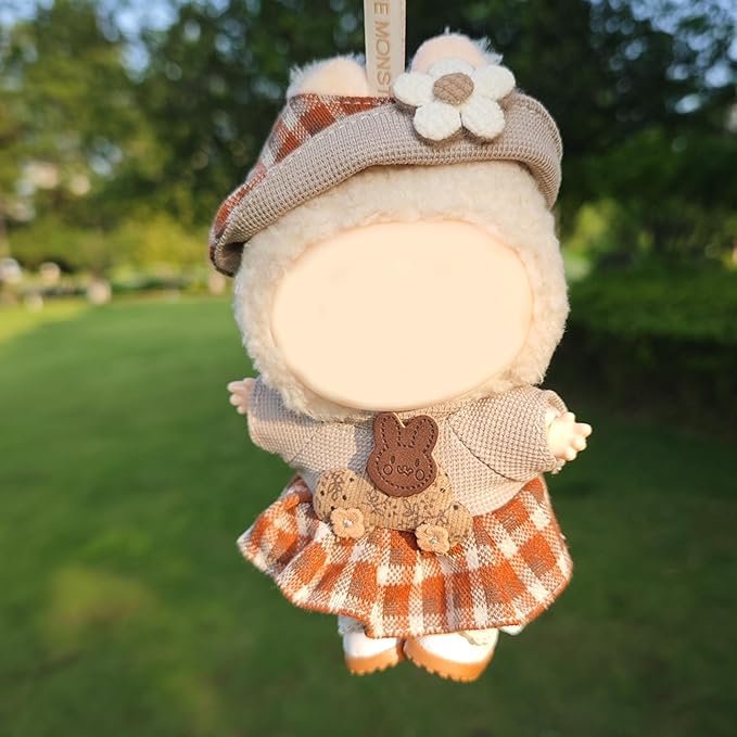 Clothes for 17cm Doll, 2 PCS Cute Brown Hat & Dress Set, Dress up Outfit Exquisite Accessories for Dolls