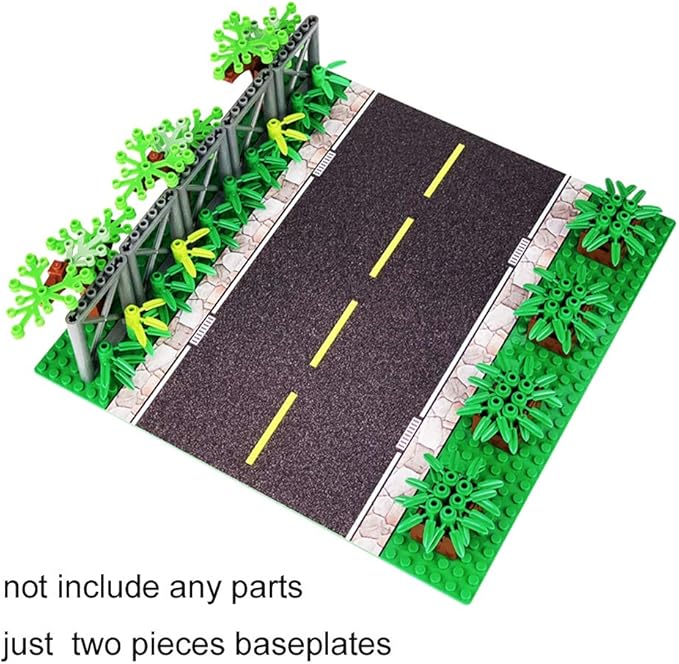 Taken All Road Baseplates 10" x 10" - Building Block City Town Straight Road Base Plate Tight Fit with Major Brands (2 Pack Road baseplate)