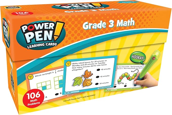 Teacher Created Resources Power Pen Learning Cards: Math (Gr. 3), 5.5", x 3.5", Multicolor