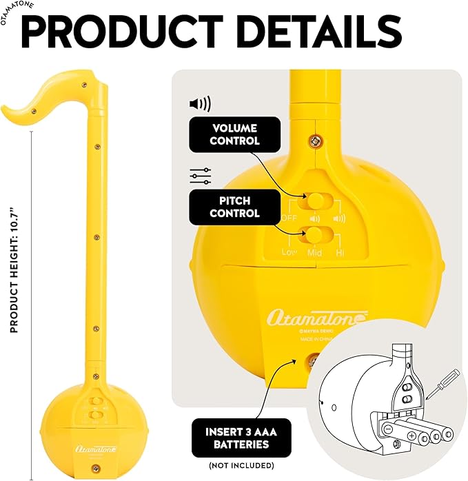 Otamatone Japanese Electronic Musical Instrument Portable Music Synthesizer from Japan by Maywa Denki Studio Award Winning, Educational Fun Gift for Children, Teens & Adults - Yellow & Hot Pink Set