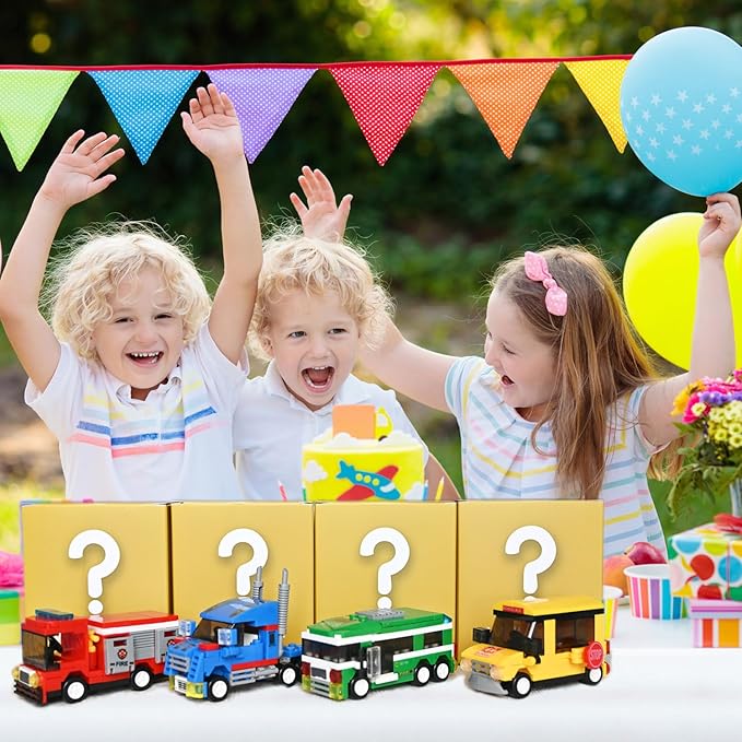 8‑Pack Vehicle Building Blocks, Party Favors for Kids, Individually Packaged Blind Boxes, Prizes for Kids Classroom, Perfect for Christmas Birthday Gifts for Boys