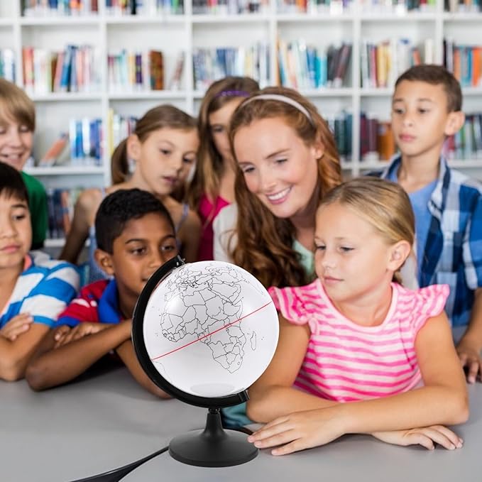 Operitacx Blank Geographic Globes with Stand, Paintable World Map Globes for Geographical Teacher Classroom Desktop Decor
