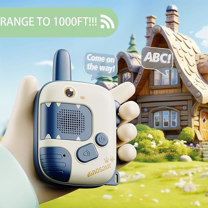 Dino Walkie Talkies for Kids,Dinosaur Toddler Walkie Toys for Kids 5-7 Walkie Talkies 2 Pack Birthday Toy Gifts for 3 4 5 6 7 8 9 Year Old Boy Girls Radio Toy for 3-12 Boys Outdoor Game