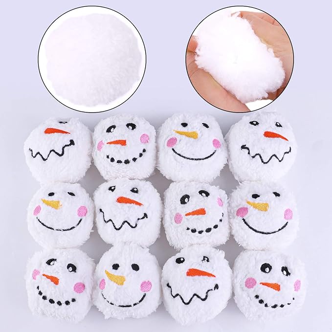 Aneco 12 Pack Snow Toy Ball Set Plush Snowmen Balls Snow Fight Ball with 1 Bag Realistic for Adult Kid Winter Game