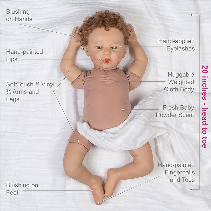 Paradise Galleries Realistic Reborn Toddler Michelle Fagan - S-Mores Collector's Doll, 20" With 7 Accessories, Special Birthday Gift Ages 3+