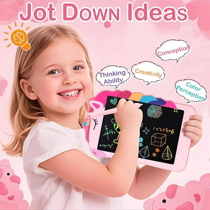 Unicorn Toys LCD Writing Tablet for Girls Kids, Colorful Toddler Toys Drawing Board, Educational Kid Toys Doodle Pad Toys for 3 4 5 6-12 Years Old Girls Boys Birthday Party Christmas Gift, 8.5 Inch