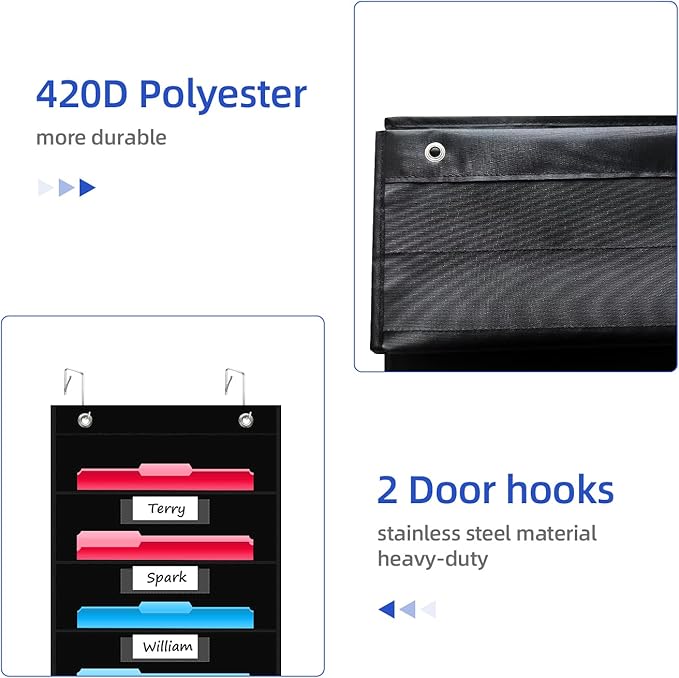 REGELETO 12 Pockets Storage Pocket Chart with 12 Nametag Pockets,Hanging Wall File Organizer for Classroom and Office, Organize Your Assignments, Files, Scrapbooks, Paper (Black)