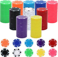 Coopay 250 Pcs Plastic Poker Chips for Texas Hold'em, Blackjack, Poker Chips Set with Dice Striped Edges for Card Board Game, Card Club Late Game Night Home Themed Events Party Supplies