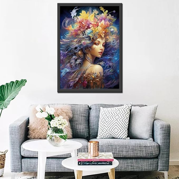 Tucocoo Fantasy Girl Jigsaw Puzzles for Adults 1000 Pieces, Flowers Fairy Woman Modern Art Jigsaw Puzzle Colorful DIY Craft Puzzles for Home Decoration Gifts, Family Puzzle Perfect for Game Nights