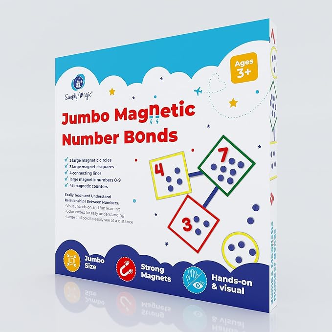 75 PCS Colorful Magnetic Number Bonds - Magnetic Numbers for Whiteboard, Number Line, Math Aids Accessories and Resources, Kindergarten Math Manipulatives, Number Bond Game - Simply Magic