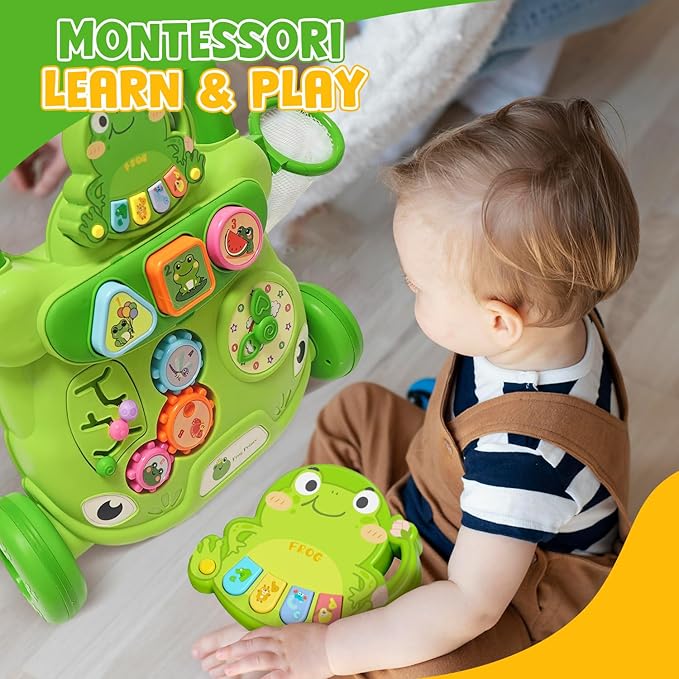 Baby Walker Toys,Push Walker for Boys & Girls Learning to Walk,Sit to Stand Early Educational Toys,Activity Center for Infant,Christmas Birthday Gift for Toddler 6-18 Months,Green