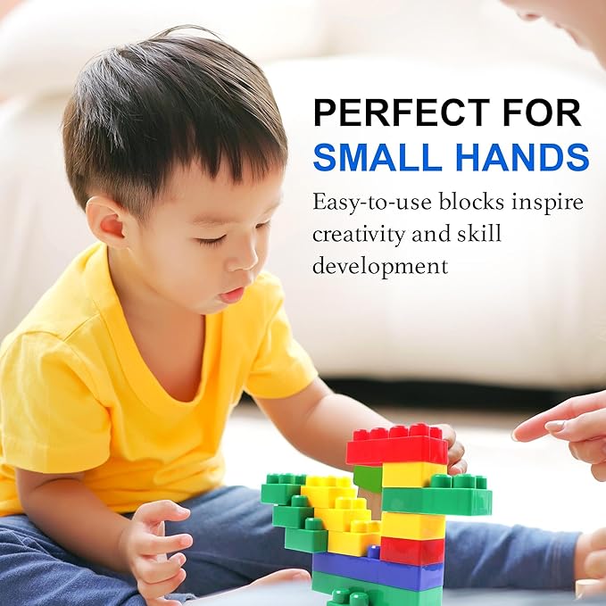 Dimple Large Building Blocks for Toddlers/Kids (600 Piece) Stackable, Multi-Colored, Interlocking Toys Safe, Non-Toxic Plastic Bright Colors, Waterproof Boys, Girls Age 3 for Kids