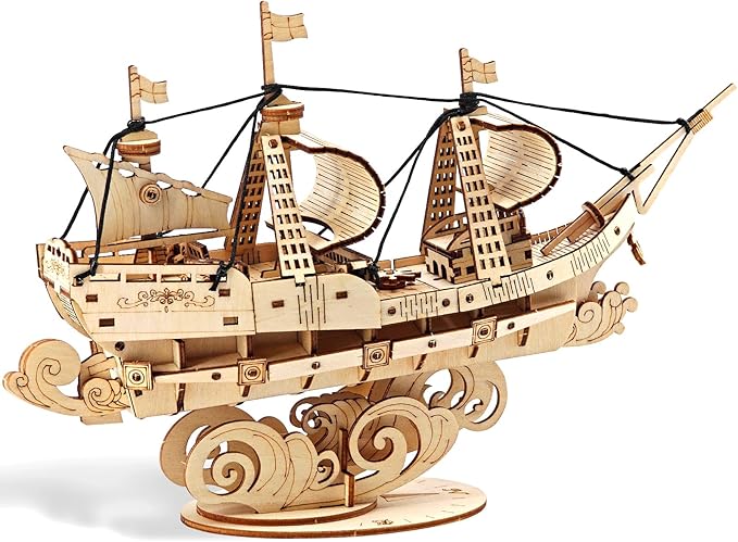 Kaptein 3D Wooden Puzzles for Adults & Teens – DIY Ship Model Kit to Build – Brain Teaser Craft – Birthday Gifts & Desk Decor