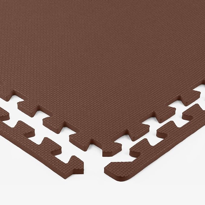 Flooring Inc's 1/2" Soft Non-Toxic Baby Play Mat, Toddler Playmat, Colorful Puzzle PlayMat, Floor Mats for Kids & Babies, EVA Foam Interlocking Tiles for Nursery & Playroom | Brown, 50 Tiles, 200 SqFt
