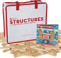 MindWare KEVA Structures 400 Plank Wooden Building Blocks Set - Includes 400 Pine KEVA Planks, Canvas Storage Bag and Full-Color Idea Book