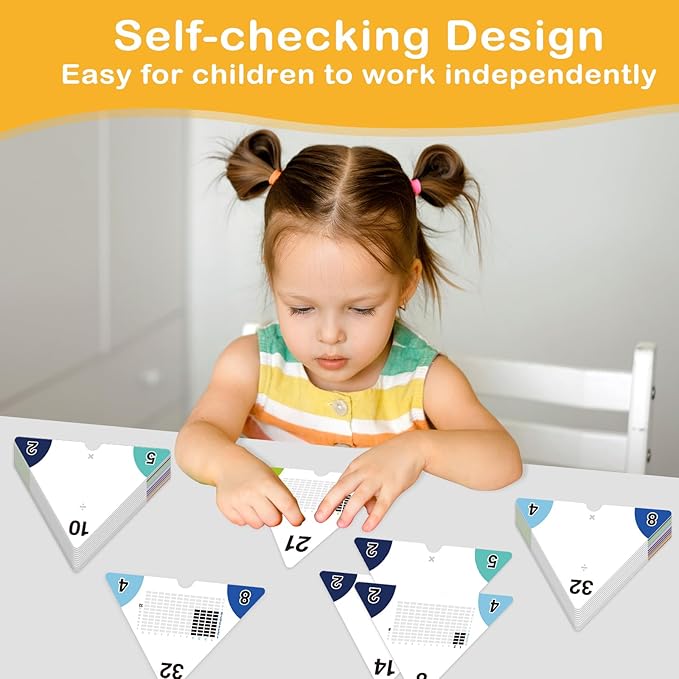 Multiplication and Division Flash Cards 0-12, Triangle Math Games Flash Cards with Times Table Chart, Math Manipulatives Flashcards for Kids Classroom Homeschool 3rd 4th 5th 6th Grade