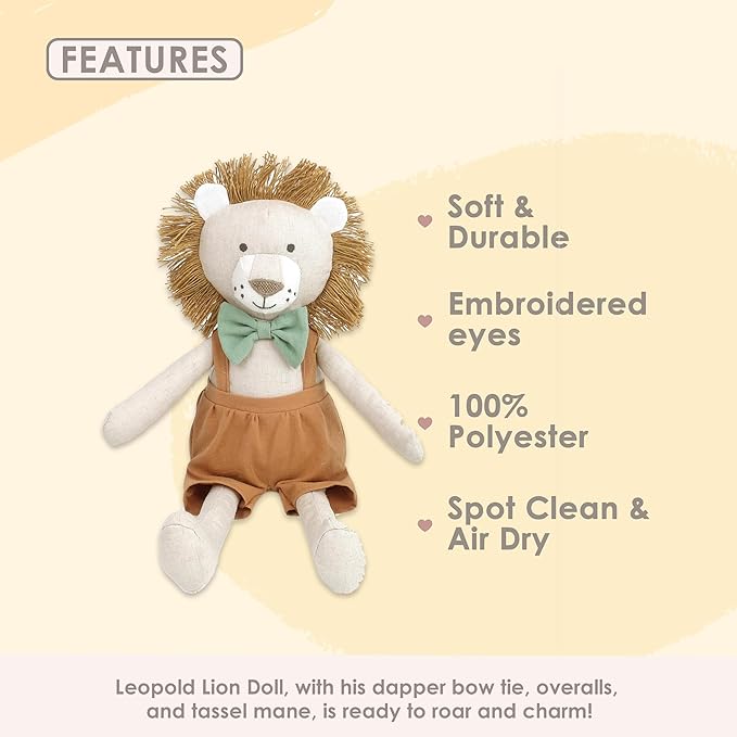 MON AMI Leopold The Lion Stuffed Animal 15”, Soft, Cuddly Lion Plush, for Nursery Room Décor, Wild Animals for Kids of All Ages