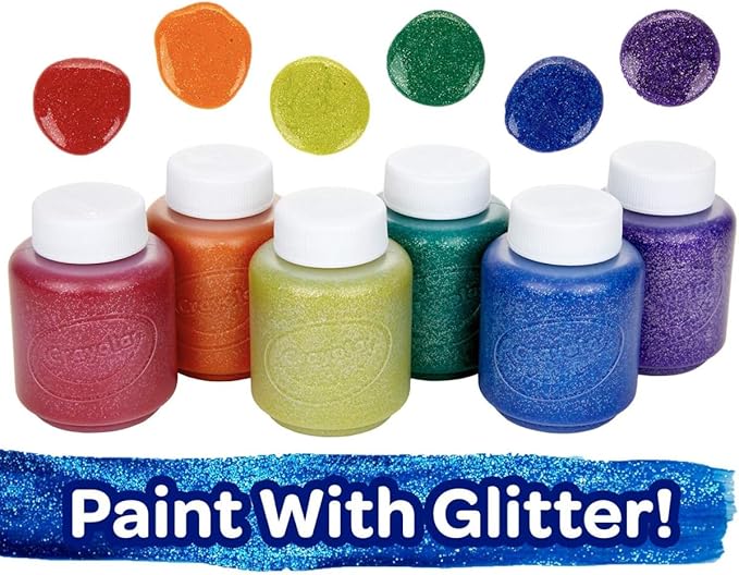 Crayola Washable Kids Paint Set (12ct), Classic and Glitter Paint for Kids, Arts & Crafts Supplies for Classrooms, Toddler Painting Kit, Gifts, Ages 3, 4, 5 [Amazon Exclusive]