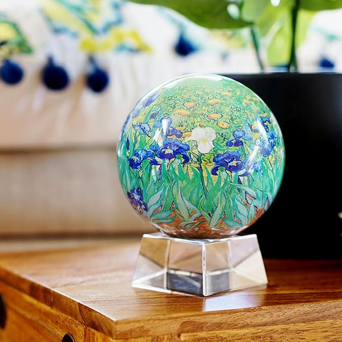 MOVA Van Gogh Irises 4.5” – Solar Rotating Globe Inspired by Famous Painting | Art Desk Décor | No Batteries or Wires