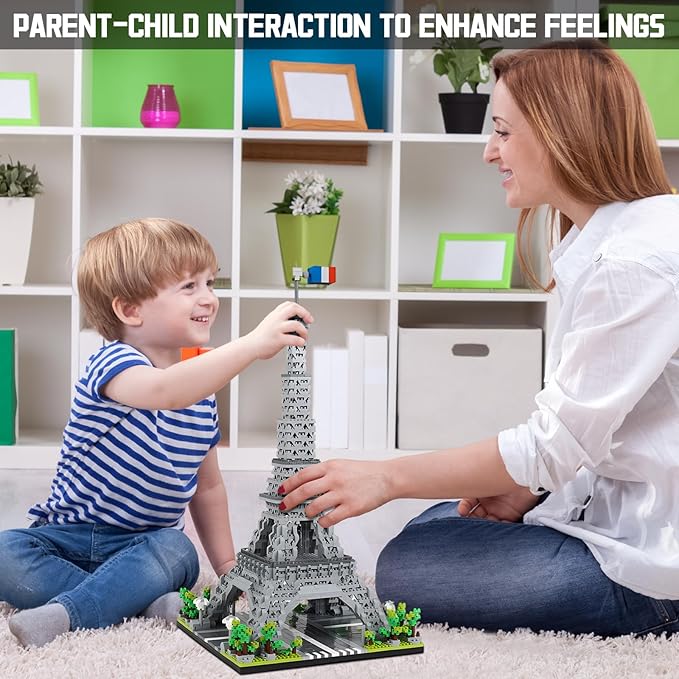 Paris Eiffel Tower Model Building Blocks Micro Brick Architecture Landmark for Display Fun Construction Gift for Kids & Adults