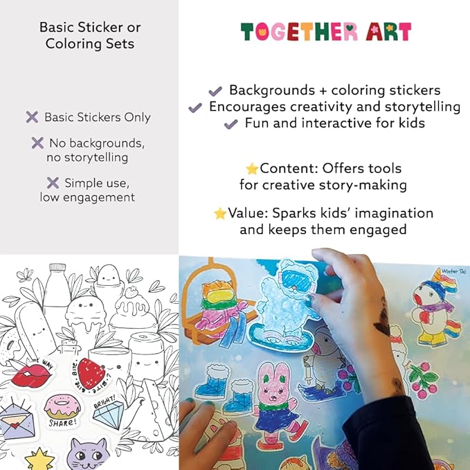 Seasonal Splendor Art Kit – DIY Sticker Coloring Craft Kit for Kids | Color Your Own Stickers & Create Your Story | Coloring Sticker Sheets & Art Activity Gift | Fun & Educational Craft