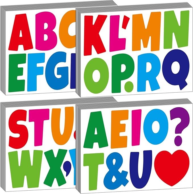 Bemeol Bulletin Board Letters 462 Pieces 4 Inch Alphabet Letter Stickers Cutout Letters for Poster Board Display Home Classroom School Decor(Colorful)